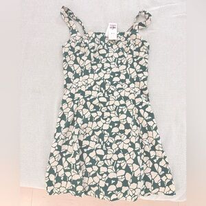 Abercrombie & Fitch A&F Square Neck Satin Mini Dress Green & White Floral NWT